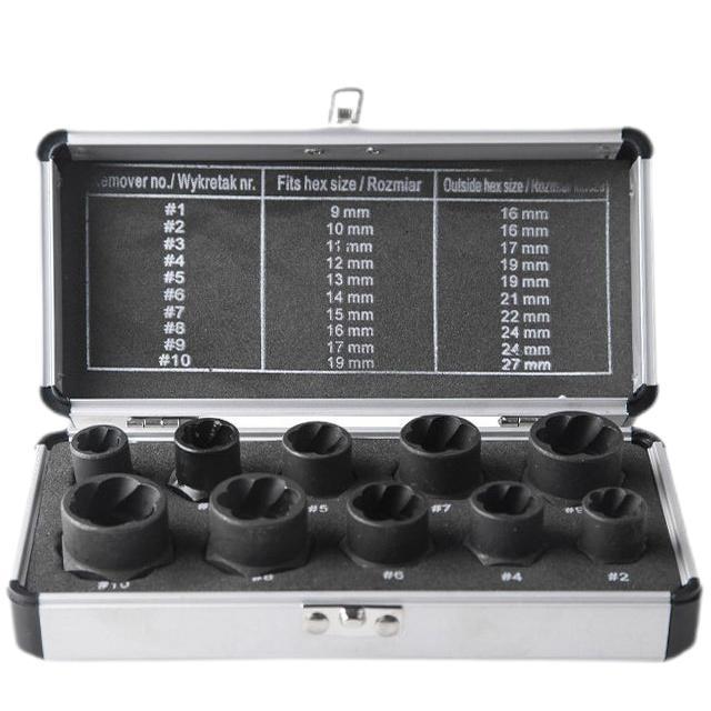 Multi-function 10 Pcs Damaged Nut Stud Remover Bolt Remover Screw Extractor Threading Socket Hand Tool Kit