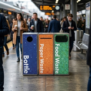 Heavy-Duty Eco-Friendly Recycled Waste <b>Bin</b> with Custom Logo for Public Spaces - Product Image 3
