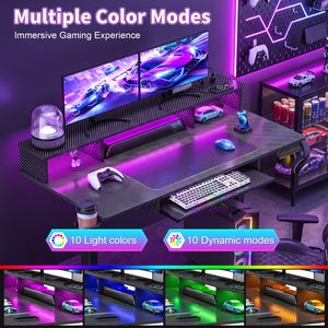 Bureau de jeu électrique SENYU à hauteur réglable avec éclairage LED, prises de courant et support d'écran flottant – Bureau informatique assis-debout - Product Image 3