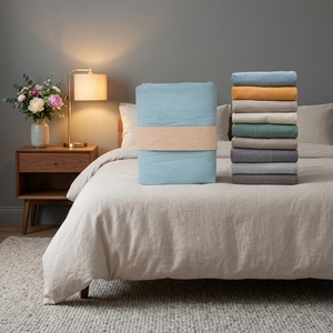 Jarapa Home 'Made Love' Manta Clásica a Rayas Tejida Multiusos para Cama y Sofá, Calidad Duradera, Hecho en España, 150cm, Azul - Product Image 3