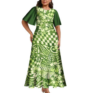 Venta al por mayor Arte del Pacífico Moda Samoan Girls Puletasi Tiare Maxi Vestido Personalizado Tribal Tattoo Tapa Siapo Imprimir <span class=keywords><strong>en</strong></span> la demanda Vestido <span class=keywords><strong>de</strong></span> las mujeres - Product Image 2