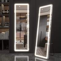 Miroir sur pied arqué en alliage d'aluminium avec éclairage LED intelligent, idéal pour dressing et salle de bain – Approvisionnement direct usine