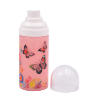 Botol Semprot Kabut Halus Plastik Cetak UV dengan Bodi Warna Pink Bermotif Kupu-kupu, Cetak UV Custom