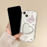Coque de téléphone transparente Love Mirror Fantasy Butterfly pour iPhone 15 16 17 18 Pro Max 13 Pro 12 11 XS Max
