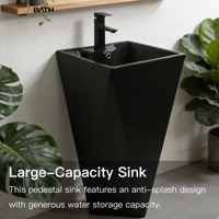 Lavabo sur pied ovale en céramique écologique moderne ORTONBATH, style européen, noir, pour hôtel.