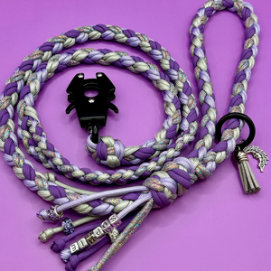 5 फीट लंबे बैंगनी सिल्वर ग्लिटर और लैवेंडर रंग पैराकॉर्ड कुत्ते के साथ पैराकॉर्ड कुत्ते पट्टा और शामिल ट्रैफिक लीड - Product Image 4