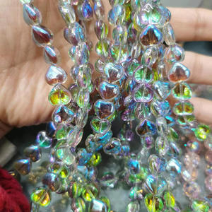 Nouveau amour perles de verre 10mm brillant pêche coeur trou droit bracelet à bricoler soi-même accessoires 98 pièces une perle acrylique plastique Lucite perles" - Product Image 1