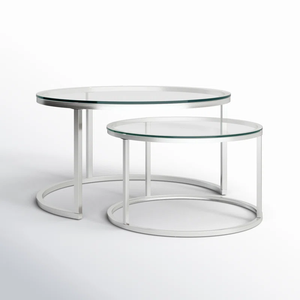 2 cái <span class=keywords><strong>Glass</strong></span> <span class=keywords><strong>Top</strong></span> Bàn cà phê vòng xếp chồng cuối bảng thiết lập <span class=keywords><strong>sofa</strong></span> bảng cho phòng khách - Product Image 3