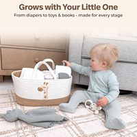 Organisateur de couches pour bébé en coton brodé girafe, portable, avec séparateurs amovibles, pour chambre de bébé