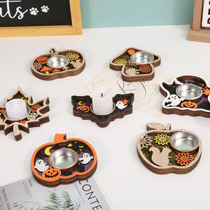 Base créative en bois pour chandelier d'Halloween Décoration de table de vacances pour les fournitures de fête promotionnelles ajoutant Thanksgiving - Product Image 2