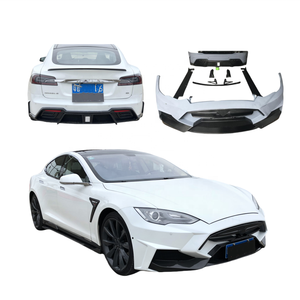 Kit de carrosserie en fibre de carbone pour <span class=keywords><strong>Tesla</strong></span> Model <span class=keywords><strong>S</strong></span> 2014-2020, style amélioré, pare-chocs avant et arrière, jupes latérales, spoiler, lame d'air - Product Image 1