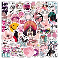 50 autocollants tendance en PVC rose style hippie Vsco pour filles, cadeau promotionnel, décoration intérieure, étiquettes imperméables, autocollants DIY pour ordinateur portable