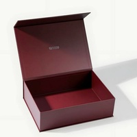 Boîte cadeau magnétique de luxe bordeaux avec logo personnalisé, boîte d'emballage rigide à rabat en carton pour bijoux, cosmétiques et cadeaux de mariage