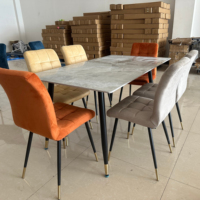 Chaise de salle à manger haut de gamme avec plateau en céramique pour ensemble de table de restaurant, table de salle à manger en marbre, table de cuisine, 6 chaises