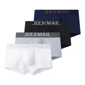 JOCKMAIL मोटी कपास पुरुषों की बॉक्सर शॉर्ट्स शुद्ध रंग बड़े आकार चड्डी शैली पुरुषों के अंडरवियर कम कमर पुरुष जांघिया