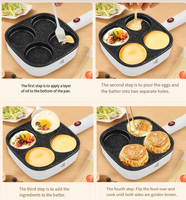 Poêle à œufs électrique antiadhésive 4 tasses, sans cuisinière, poêle à omelette en granit, poêle à frire pour le petit-déjeuner, pour œufs, crêpes, pancakes