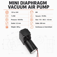 Pompa Udara Mini Diafragma Tanpa Sikat 7L min 160Kpa 70Kpa PWM 12V 24V OEM