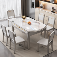 2025 Table à manger extensible convertible de luxe moderne nouveau modèle avec dessus en dalle de roche en bois massif pour petits appartements
