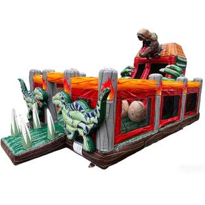 Château gonflable commercial personnalisé sur <span class=keywords><strong>le</strong></span> thème des dinosaures, grand château gonflable Dino Park avec toboggan - Product Image 1