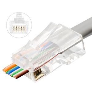 Dễ Dàng Đi Qua Mạng Cắm Cat6 Cat 6 Cat 5 <span class=keywords><strong>Cat5</strong></span> Cat5e Cat 5e <span class=keywords><strong>UTP</strong></span> RJ45 <span class=keywords><strong>8P8C</strong></span> Mạ Vàng Nam Nối - Product Image 4