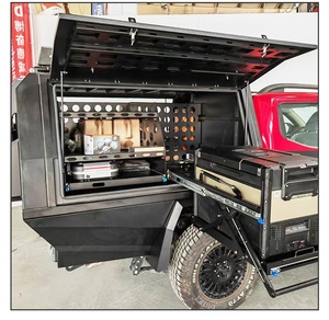 Tente de camping-car d'extérieur pour camping-car pop-up Boîte de rangement étanche en aluminium noir pour camionnette 2 personnes - Product Image 6