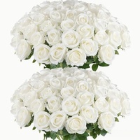 Vente en gros de grandes roses artificielles en soie blanches pour la remise des diplômes, la fête des mères, la Saint-Valentin, les mariages, Noël, décoration murale florale faite à la main