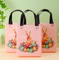 Sac d'épicerie non tissé recyclable et écologique de conception de lapin de dessin animé avec le logo d'impression personnalisée pour des achats de Pâques et l'usage d'artisanat