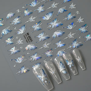 New Craft French 3D Nail Art Stickers Set Grace Pink Blue Butterfly Designs para una manicura fresca y elegante - Product Image 2