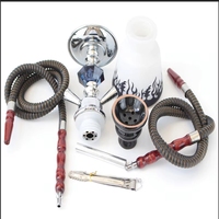 Bestseller : Ensemble de chicha arabe avec composants en fer, petite chicha à double tube, corps métallique, fumée intense