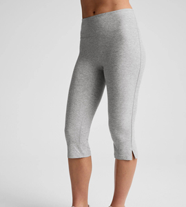 Eco Friendly Solid Color Bra Top And Mid-Rise Waistband Side Slit Classic Length Capri Pants <b>Legging</b> Sets for <b>Women</b> - Product Image 5
