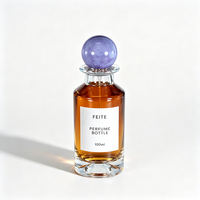 Flacon de parfum en verre vide à col serti de 15 mm, flacon de parfum cylindrique moderne de 100 ml avec bouchon en résine colorée