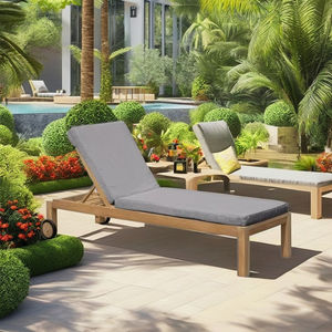 Tumbona Reclinable Minimalista de Teca - Muebles Modernos para Exteriores con Diseño Ecológico y Resistente a los Rayos UV para Piscinas, Parques y Resorts - Product Image 1