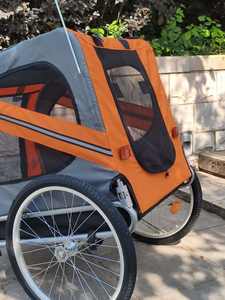 Remorque à vélo pour animaux de compagnie, poussette convertible pour chien, conversion facile, transporteur pour animaux de compagnie à double usage, chariot portable à fixer au vélo, cadre en fer, zinc - Product Image 4