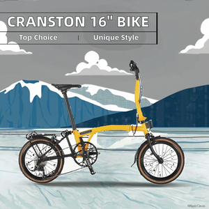 Vélo <span class=keywords><strong>pliable</strong></span> 16 pouces à trois plis, 9 vitesses, cadre en acier léger, frein en V, jante en alliage d'aluminium, guidon Y/M - Product Image 2