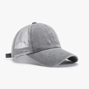 Casquette de baseball classique en maille, style trucker, délavée, respirante, réglable, à <span class=keywords><strong>fermeture</strong></span> <span class=keywords><strong>snapback</strong></span>, pour usage quotidien, avec dos en maille, OEM/ODM - Product Image 5