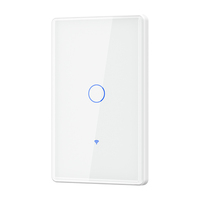 Nouveaux produits design : Interrupteur mural intelligent Tuya Wi-Fi, norme américaine, panneau tactile en verre, compatible avec la commande à distance via application.