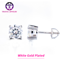 Boucles d'oreilles clous en argent 925 Zanlong avec moissanite 0,5 ct/1 ct/2 ct, taille brillant, plaqué or 18 carats, bijoux fins étincelants, certification GRA