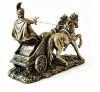 Statue de chariot de gladiateur romain à deux chevaux en promotion – Sculpture de chariot de course