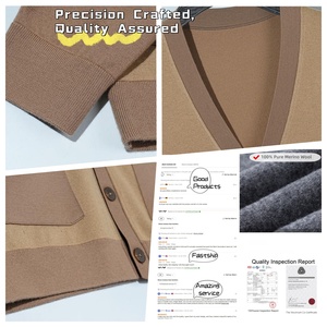 <strong>Men's</strong> <strong>UK</strong> Merino <strong>Wool</strong> <strong>Cardigan</strong> Machine Washable Slim Fit Business Casual Winter Knit Pullover Lightweight Office Wear for - Product Image 3