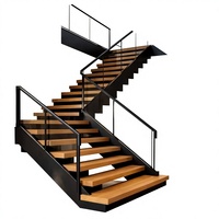 Escaliers Flottants Extérieurs Modernes en Acier Inoxydable de Haute Qualité avec Marches en Bois - Conception Écologique et Durable