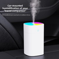 Humidificateur d'air fin à grand jet de 400ml à usage domestique avec veilleuse colorée Mini humidificateur de lumière d'ambiance sans fil de bureau