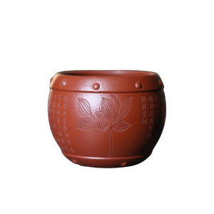 Maceta Miniatura de Arcilla Morada en Forma de Tambor, Diseño de Loto Hecho a Mano para Plantar Bonsáis y Suculentas - Product Image 5