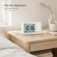Projektions-Wecker Digitaler LCD-Nachttischuhr mit Schlummerfunktion Wochenendmodus Temperatur Datum 12/24H Hintergrundbeleuchtung Tischuhr für Schlafzimmer