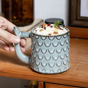 Nueva Taza de cerámica moderna/nórdica/media en relieve, taza de café esmaltada de horno saludable, aislamiento térmico caliente, diseño de sirena personalizado - Product Image 2