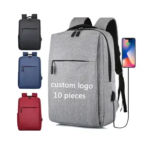 Bolso escolar de viaje con logotipo personalizado para hombre, bolsa de ordenador portátil barata con USB inteligente de gran capacidad, venta al por mayor, 2022