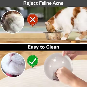 Set mangkuk air makanan anjing angkat kualitas 2025 keramik anak anjing dengan dudukan kayu bergaya putih antiselip kustom kartun - Product Image 4