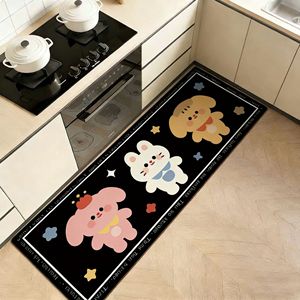 Tapis de cuisine en terre de diatomée anti-graisse, motif dessin animé, séchage rapide, résistant à l'usure, absorbant, tapis long pour évier - Product Image 2