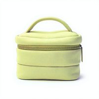 Sac cosmétique en néoprène rembourré matelassé avec poignée, sac de toilette pour soins de la peau, logo personnalisé, bleu, mignon, gonflé