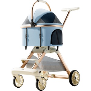 <span class=keywords><strong>Poussette</strong></span> pour animaux de compagnie en alliage d'aluminium OEM/ODM, légère, pliable en un clic, détachable, à 4 roues, avec fermeture éclair, pour chats et chiens - Product Image 1