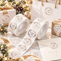 Autocollant personnalisé en papier enduit résistant à la chaleur pour les fêtes, en rouleau, avec diamètre de noyau, pour emballage numérique flexo